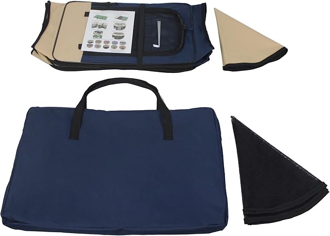 EliteField 2-Door Soft Pet Playpen (2 Year Warranty), Exercise Pen, Multiple Sizes and Colors Available for Dogs, Cats and Other Pets (52" x 52" x 32"H, Beige+Navy Blue)