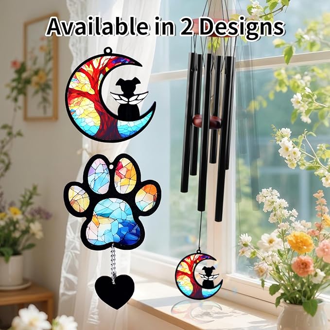 Pet Memorial Wind Chime – Dog Memorial Gifts for Loss of Dog, Loss of Pet Sympathy Gift, Pet Remembrance Bereavement Gift (Moon)