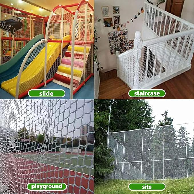 Safety Rope Net for Kids,Knotless Fence Net for Balcony Stairway Guard,Outdoor Terrace Decoration Pet Anti-Fall Rope Netting,Baseball Sports Netting(Size:0.5M*5M(1.64FT*16.4FT),Color:White)