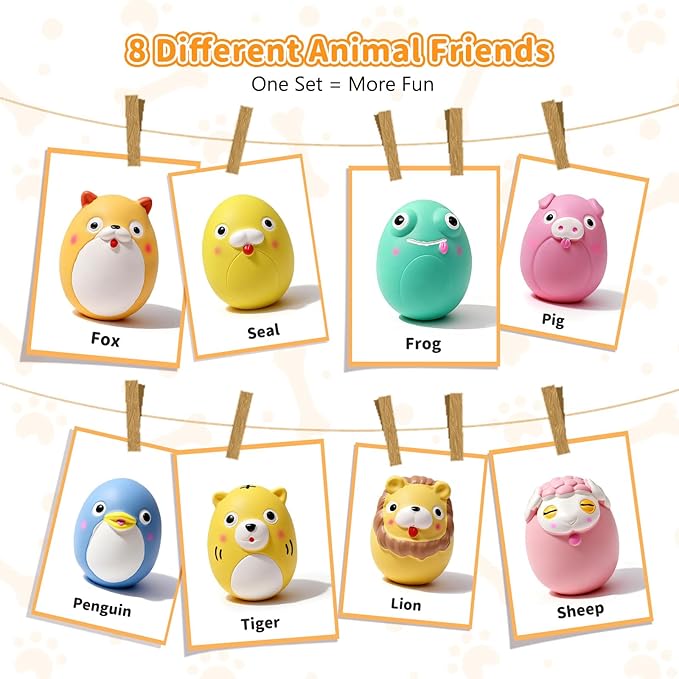 SCHITEC Squeaky Puppy Toys, Interactive Animal Dog Toy, Latex Rubber Balls for Puppies Mini Small Breed Dogs
