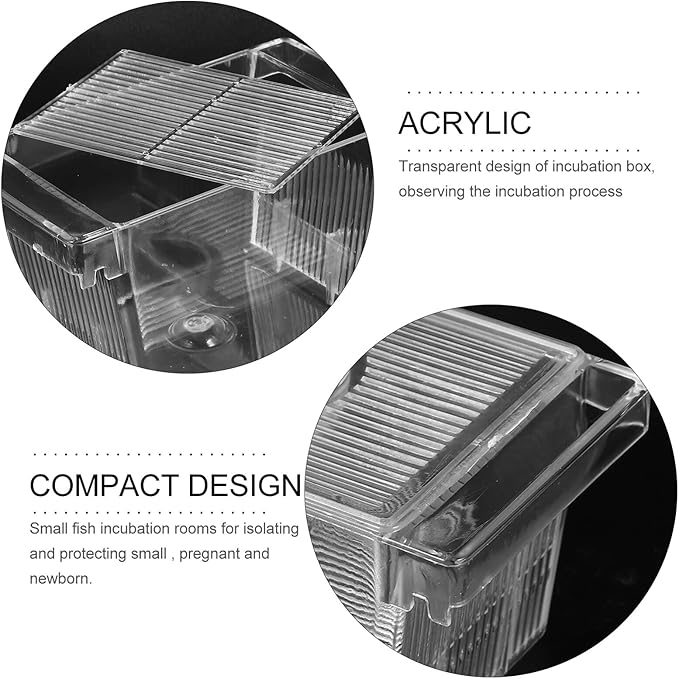 Veemoon Fish Incubator Box for Aquarium Breeding Tank with Aeration and Self-Flow Design, Nursery Hatchery Separator for Betta and Shrimp Habitat