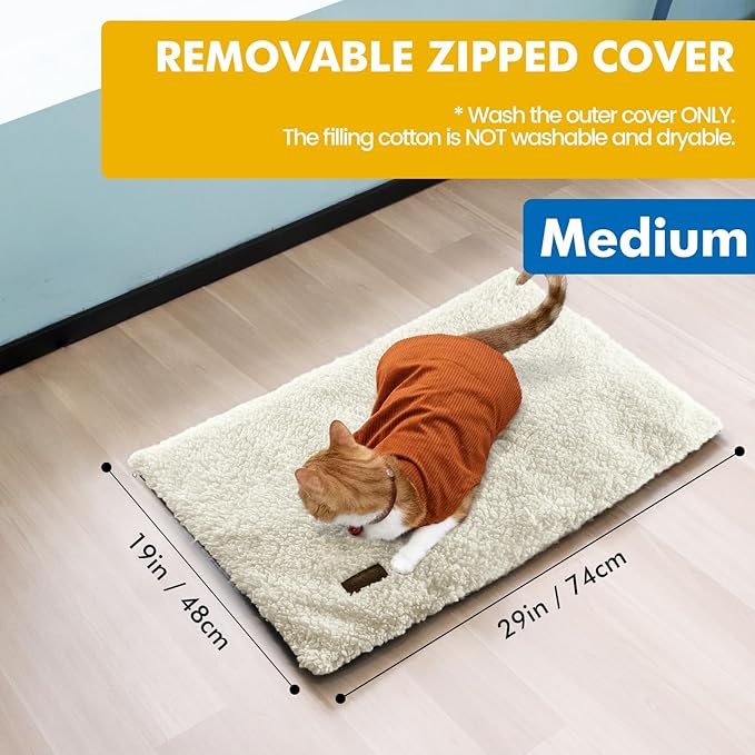 Self Warming Cat Bed Self Heating Cat Dog Mat 29.1 x 18.9 inch Extra Warm Thermal Pet Pad for Indoor Outdoor Pets with Removable Cover Non-Slip Bottom Washable Non Electric