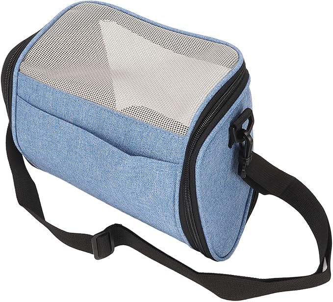 Transparent Bird Carrier Bag, Portable Lightweight Parrot Travel Cage for Cockatiels Parakeets, Breathable Backpack with Side Pockets and Rattan Weave for Small Birds (Blue)