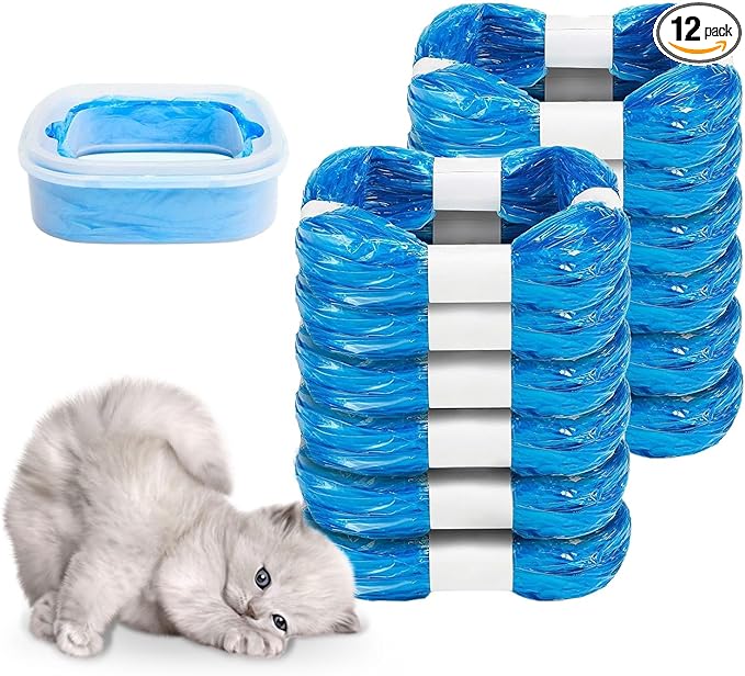 12 Pack Cat Litter Refills, Compatible with Genie Bag Refills, Scented, Blue