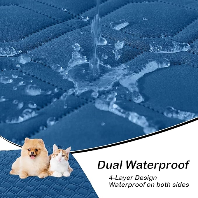 hyha Waterproof Dog Bed Blanket, Soft Pet Blankets, Waterproof Couch Cover for Dogs, Reversible Sofa Covers Washable for Furniture (30x53 Inch, Navy Blue/Navy Blue)