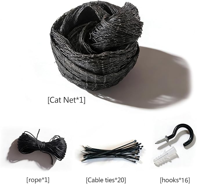Cat Balcony Netting, Large Cat Net Pet Anti-Fall Safety Netting,Tear-Resistant, Thickened Nylon Dogs Cats Climbing Net, Pet Mesh Fence for Balcony, Stair, Window, Outdoors (10x3.3ft)