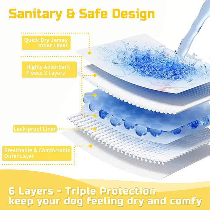 Washable Dog Diapers Female 3 Pack Reusable Highly Absorbent Puppy Diapers, Premium Doggie Diapers, Durable Leak-Proof Dot Doggy Diapers for Period Heat Incontinence Potty Training, L