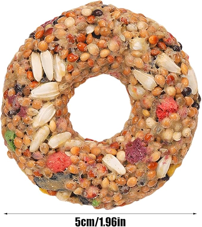 Bird Cage Toys - Grain Teether Treats, Donut Shaped Snack, Colorful Chewing Accessory | for Cockatiels Parrots Budgies Finches, Aviary Play Training Supplies, Interactive Pet Bird Enrichment