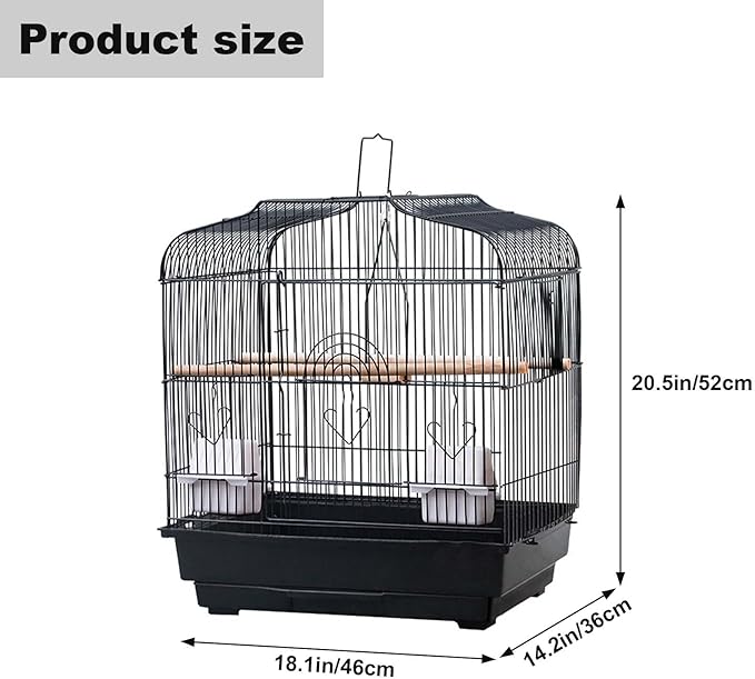 Portable Travel Bird Cage 20.5 Inch, Small Bird Cage for Cockatiels Lovebirds Parakeets Canaries Conure | Cage for Small Birds Inside The House