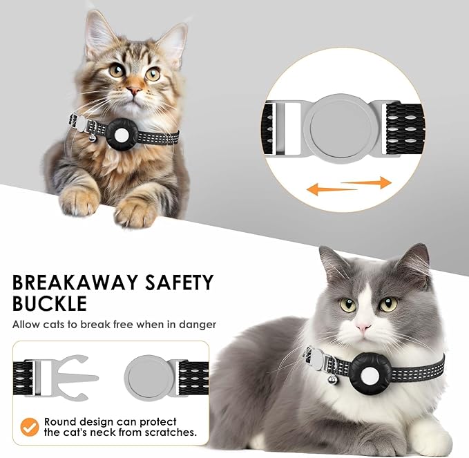 Cat Tracker, Lightweight Pet Tracker for Cats, Compatible with Apple Find My App(Only iOS), Real-Time Tracking, Precise Positioning, No Monthly Fee, Smart Alerts, Waterproof Cat GPS Tracker