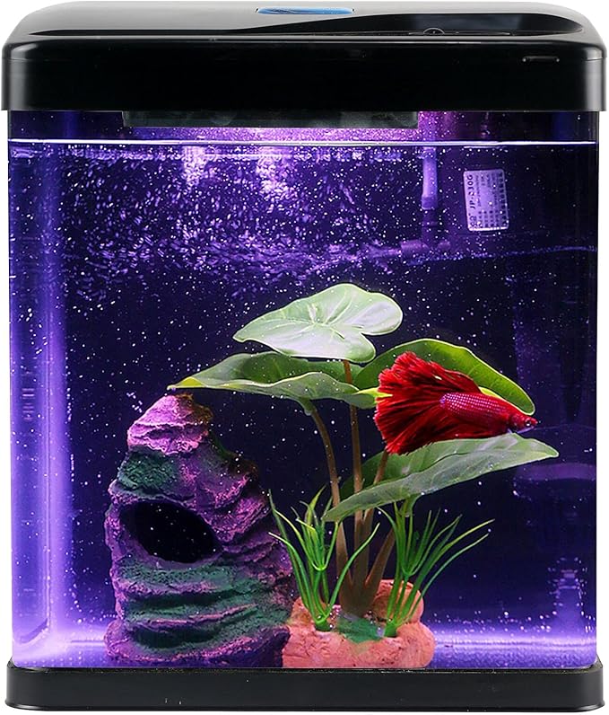 The 2 Gallon Betta Fish Tank Starter kit Comes with White Cotton and is Replaced Every 2-3 Days to Ensure Good Water Quality for Fighting Fish, Shrimp, Guppy Jellyfish