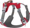 No Pull Dog Harness – Adjustable Reflective Nylon Vest for Small Medium Large Dogs, Escape Proof Training Harness with Leather Control Handle, Lightweight Aluminum Hardware (Red, L)