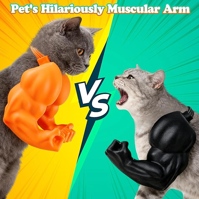 babyye Cat Toys Muscle Arms, Funny Printed Cat's Neck Arm with Muscle, Cats Costume Accessory for Pet Dress-Up, Cosplay, Christmas Parties & Photos (Green)