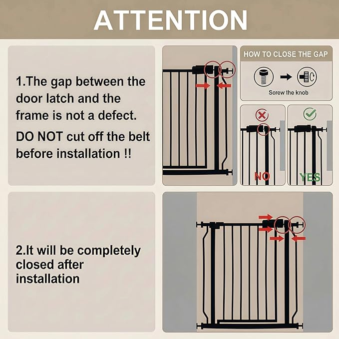 Extra Wide Baby Gate 85.8-104.5 Inch, Pressure Mounted No Drilling, for Stairs & Doorways, Metal Black Indoor Safety Gate for Kids and Dogs
