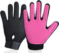 DELOMO Pet Grooming Gloves, Upgrade Version with Enhanced 255 Silicone Grooming Tips, Hair Remover Mittens for Dogs & Cats, Bath Brush, 1 Pair (Pink)