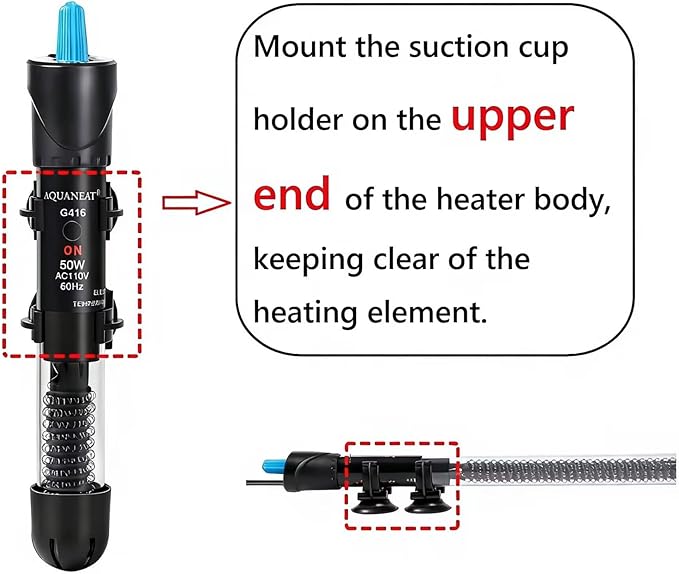 AQUANEAT Aquarium Heater, 25W Fish Tank Heater, Adjustable Submersible Water Thermostat with Digital Thermometer