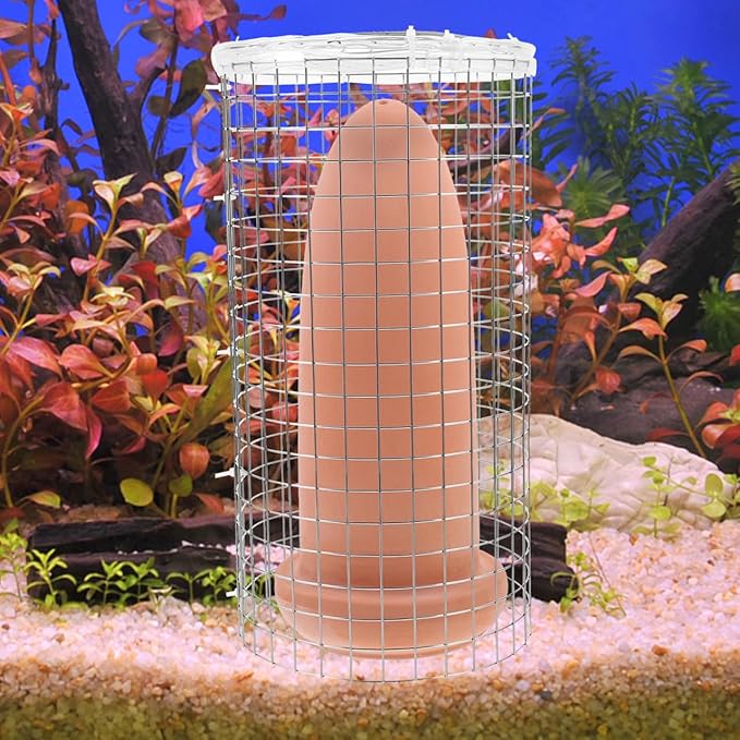 Yardwe Fish Spawning Breed Cone and Shrimp Breeding Bucket, Ceramic Breeder Box for Aquarium Freshwater Fish and Angelfish Reproduction with Isolate Net, 9.05X3.93X3.93Inch