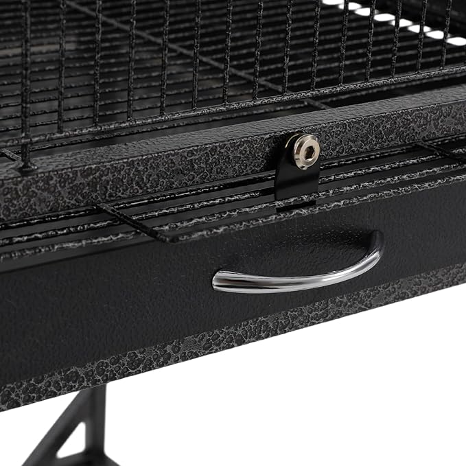 Large Modern Bird Cage 46" for Parrots,Iron Birdcage with Rolling Lockable Wheels & Storage Shelf,Open Top Design & Feeding Doors for Cockatiels Parakeets (Black)