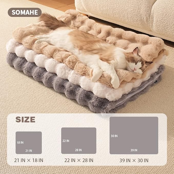 Self-Warming Cat Blanket, Dual-Side Plush Sherpa Throw with Anti-Static, Snuggle Mat for Kittens & Cats, Cozy Bed Topper for Windowsills & Couches, Machine Washable & Dryable, 21x18 Inch Gray