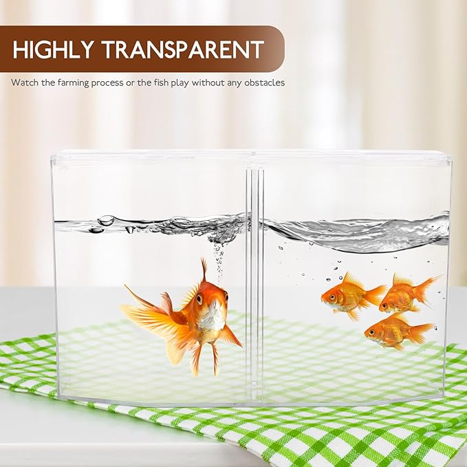 Toyvian Fish Breeding Tank Divider Box with High Transparency Double Compartment Octagonal Aquarium Incubation Box for Betta and Small Fish Isolation