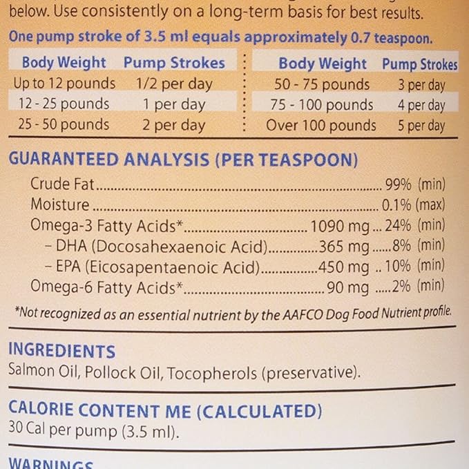 Grizzly Pet Products Omega Health Liquid Omega-3 Supplement for Dogs and Cats, 64 Ounce Jug