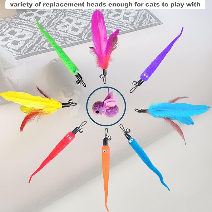 ZPH Cat Toys Interactive for Indoor Cats,2PCS Retractable Cat Wand,9PCS Teaser Toys&1PCS Hanging Door Lure Kitten Toy,Interactive Feather Toy for Teaser Play and Chase Exercise with Kitten