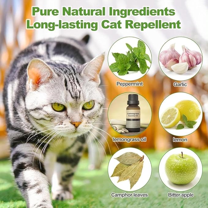 10/12 Pack Dog Deterrent, Cat Repellent Spray, Safe and Effective Formula, for Indoor Outdoor Use, Protects Gardens Furniture from Scratching Digging, Pet and Plant Friendly. (White 12pcs)