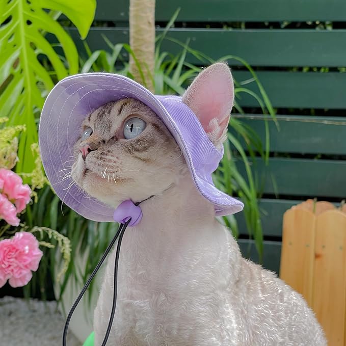 Pet hat with Ear Holes Sunscreen Baseball Cap Suitable for Small and Medium-Sized Dogs Outdoor Climbing hat in Summer Pet Products (Purple, Large)