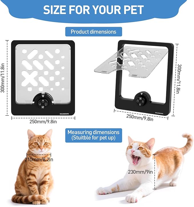Multi-Use Small Pet Door – for Litter Box, Cabinet, Cage & DIY Projects – Privacy Door Flap for Cats, Rabbits & Small Dogs (9.8" x 11.8" Cutout, Easy Install)