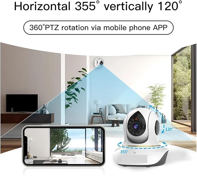 1080P WiFi Camera Indoor IP Camera Pet Monitor 360° PTZ Home Security Surveillance Motion Detection(E/U,Camera Add 32G)