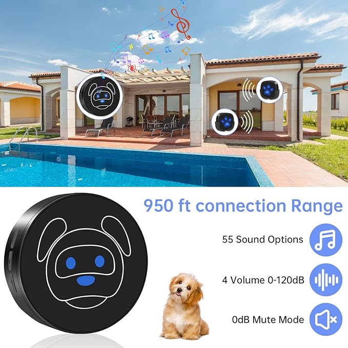 Dog Door Bell for Potty Training, Wireless Dog Doorbell Ring to Go Outside, IP65 Waterproof Touch Button, 50 Melodies & 1000 Feet Range