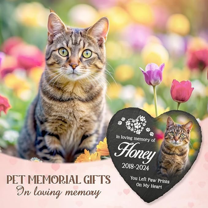 DOPTIKA in Loving Memory of Custom Photo Pet Memorial Stones, Cat Memorial Gifts for Loss of Cat, Pet Sympathy Gifts for Cats, Cat Mom Cat Dad Gifts, Cat Memorial Gifts, Cat Memorials & Funerary