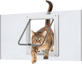 Cat Door for Window, Fits 14"-24" Width Window, Cat Window Door with 4 Locking Modes, Weatherproof Window Cat Door Insert, Magnetic Closure, Easy Installation, Frosted Plexiglass