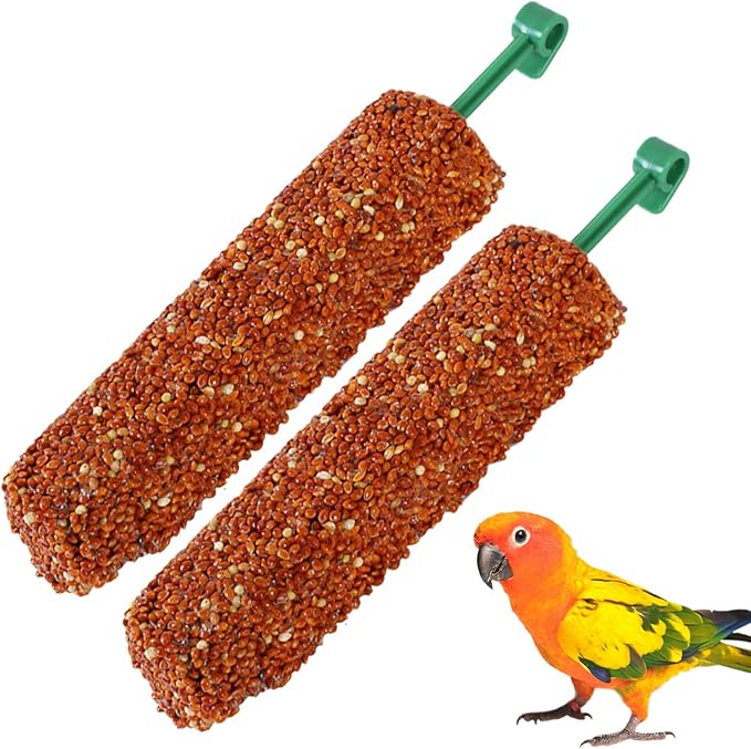 Parakeet Treats Sticks - Training and Chewing Bird Snacks for Parakeets, Finches, Conures with Nutrient-Rich | Reward Food for Myna, Parrot, Foraging, Healthy Snack, 2 Pack