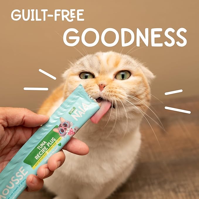 LOVE, NALA Skin & Coat Health – Tuna & Salmon + Collagen Mousse Cat Treats – Lickable Squeeze-Up Puree, Topper or Treat – Grain-Free, 4 Pack – Human-Grade Protein, Non-GMO, No Artificial Additives