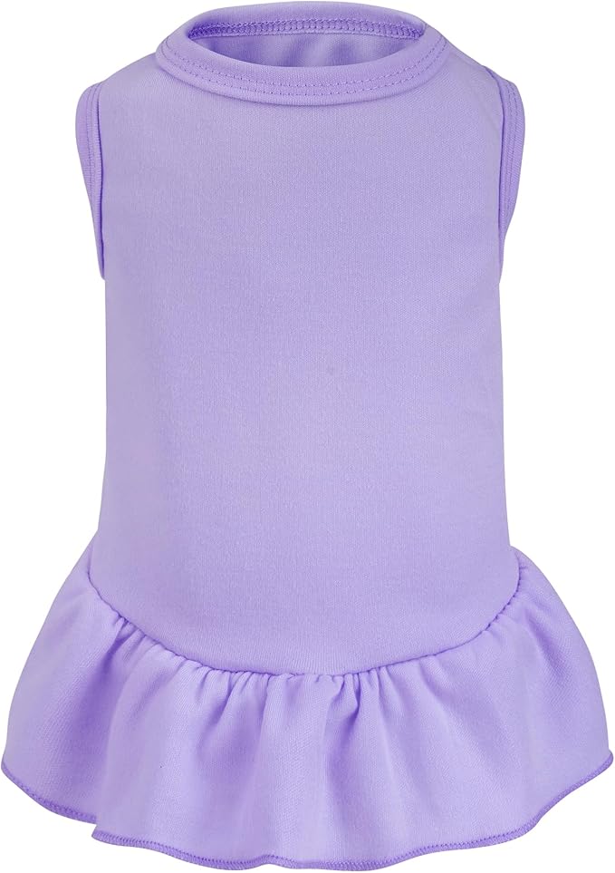 Dog Dresses Cat Skirt Solid Color Dog Clothes Summer Sleeveless Puppy Girl Clothes for Small Pet Dogs Cats (Light Purple, Small)