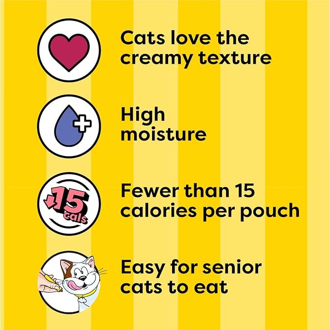 Temptations Creamy Puree Squeezable Lickable Cat Treats, Wet Cat Treats with Cheese, 0.42 oz. Tubes, 16 Count