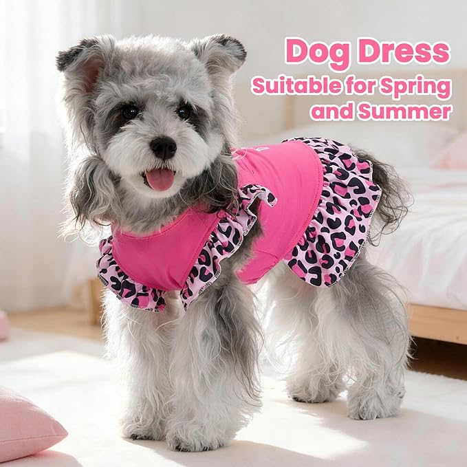 XPUDAC 4 Pack Cute Dog Dress for Small Dog, Floral Pet Clothes Sweet Girl Puppy Dress Colorful for Birthday Holiday Spring Summer Pet Outfits Skirt for Girls, XS