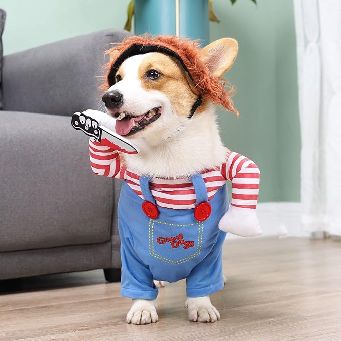 Pet Deadly Dog Costume, Cute Dog Cosplay Halloween Christmas Funny Pet Clothes Party Costume for Small Medium and Large Dogs (Medium)