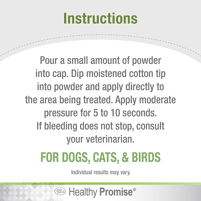 Four Paws Healthy Promise Quick Action Blood Stopper Styptic Powder for Dogs & Cats, 0.5 Ounces (Pack of 1)