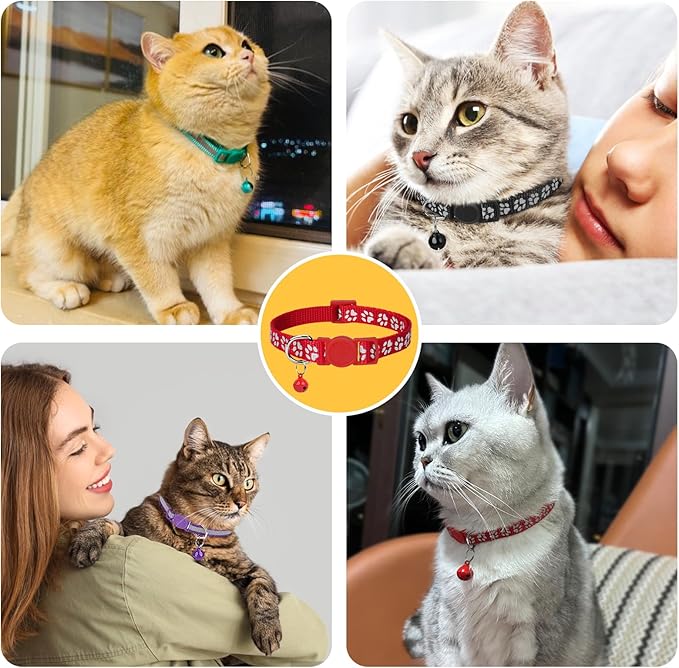 Taglory Kitten Collar Breakaway with Bell, 2 Pack Girl Boy Pet Kitten Collar Adjustable 6-8 Inch for 2-6 Months Cat, Red