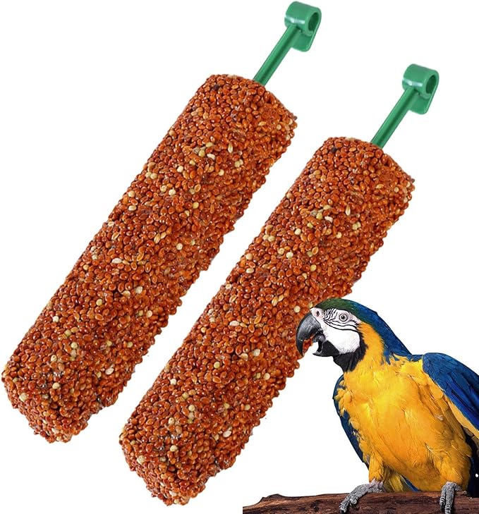 Cockatiel Treat - | 2 Pieces Bird Snacks | Pet Bird Treat Sticks | Cockatiel Treats, Pet BirdTreat Sticks Training Food Rewards Chewing Foraging Snacks for Myna Parakeet Finch Conure Parrot