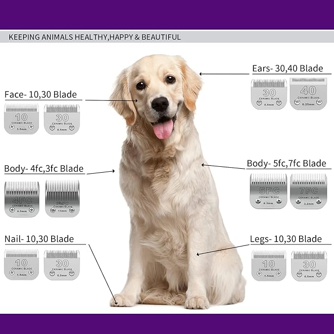 10 Dog Grooming Replacement Ceramic Blades Compatible with Wahl,Oster,Andis Dog Detachable Clipper,Cut Length 1/16-Inch,2 Pack