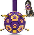 QDAN Extra Large Dog Toys Soccer Ball - Durable Dog Balls for Extra Large Dogs with Straps, Interactive Dog Tug Toy with Strap for Tug of War (9 Inch)