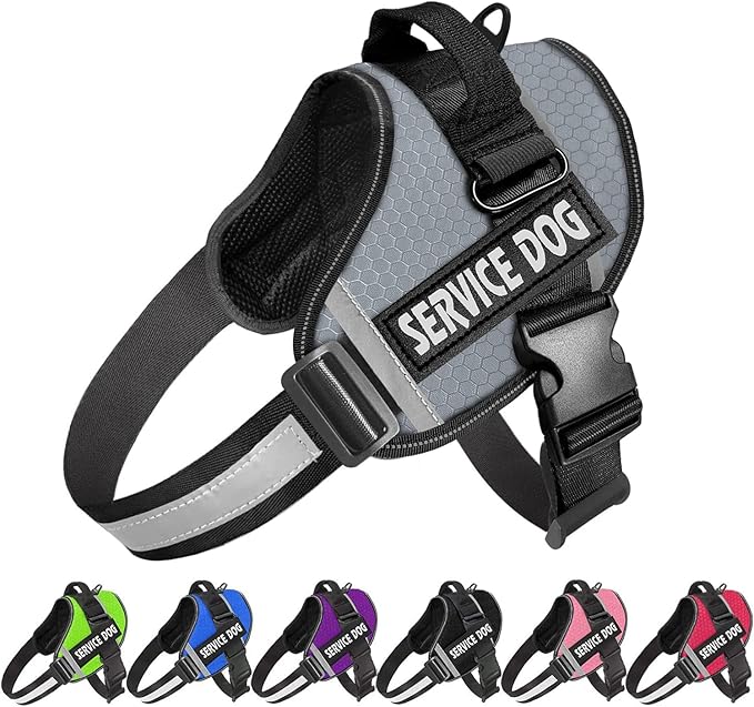 JSXD Dog Harness,No-Pull Service Dog Harness with Handle Adjustable Outdoor Pet Dog Vest 6M Reflective Nylon Material Vest for Breeds,Easy Control for Small Medium Large Dogs