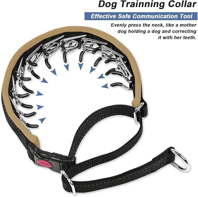 M Khaki Martingale Collar for Dogs, Heavy Duty Nylon No Pull Adjustable Anti Pull Reflective Slip Collar for Large Medium Small Dogs