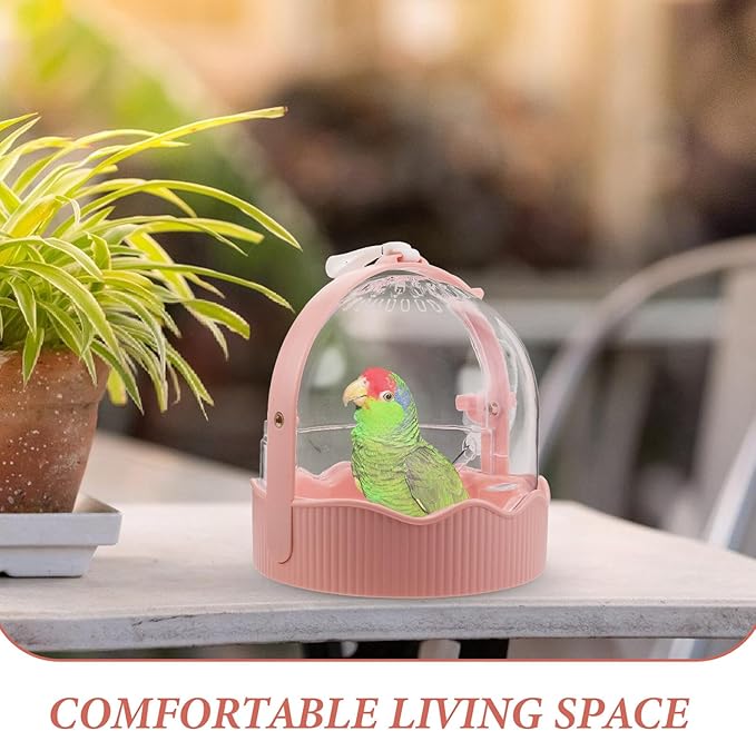 Portable Parrot Carrier Bird Travel Cage with Breathable Mesh and Spacious Design Lightweight Outdoor Bird Cage for Conures Pink