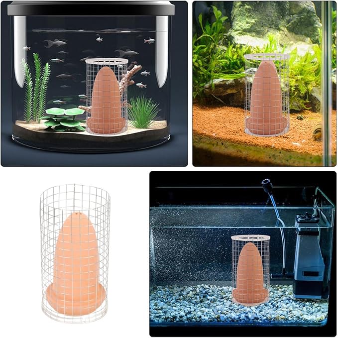 Happyyami Angelfish Breeding Cones Ceramic Spawning Cave with Protective Divider and Lid Medium Size for Aquarium Fish Tank Shrimp Breeding