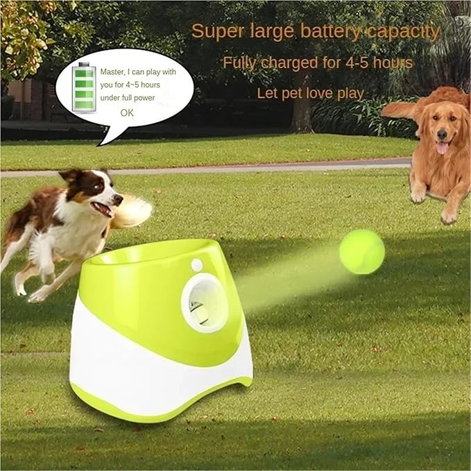 Dog Launcher Automatic Toy Tennis Throwing Pinball Machine Fun Interactive Throw Rechargable Catapult USB Charging(Green)