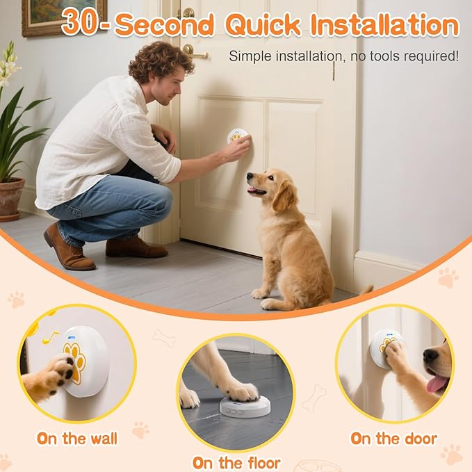 ChunHee Dog Bells to Go Outside – Bell for Dogs to Ring to Go Potty | Dog Door Bell with 5 Adjustable Volume & 36 Ring Tones | Chew-Proof Dog Training Bells for Door